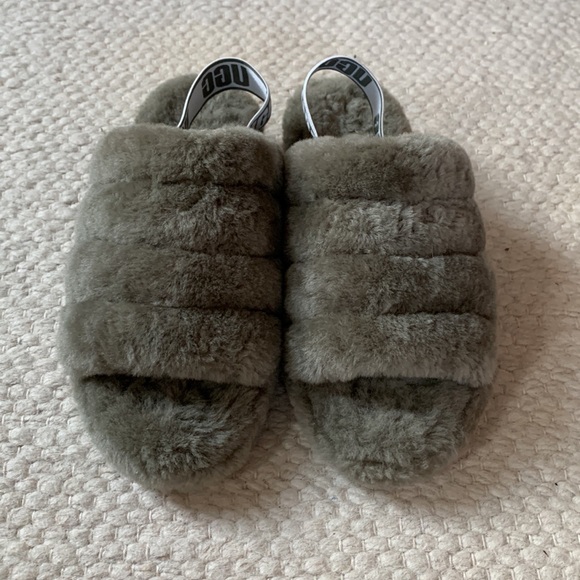 UGG Fluff Yeah Slides size 8 gray/green - Picture 4 of 7